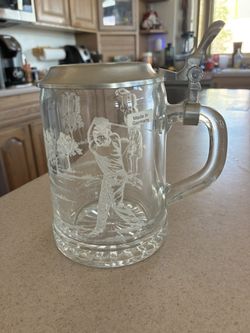 Vintage 1980’s Etched Alwe Crystal/Glass Beer Stein