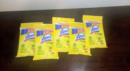 Lysol To Go Disinfecting Wipes 5-Pack