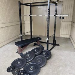Power Rack, Weight Bench, Weights Barbell 