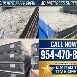 Upgrade your bedroom with a brand new, factory-sealed Pillow Top mattress and matching Box Spring set. 