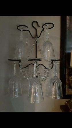 Crystal and iron wine glass holder