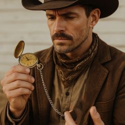 Native U.S.A. 1990s Gold-Tone Eagle Pocket Watch Quartz, Black Front Medallion