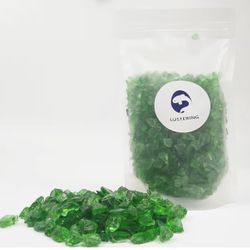 LUSTERING High Luster Crushed Glass Glitter, 6-9mm Fire Glass, Broken Glass, Glass Chips for Fire Pit Crafts DIY Epoxy Resin Art, Geode Painting, Vase