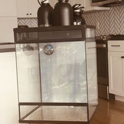 REPTI ZOO Reptile Glass Terrarium, 18" x 18" x 24" Front Opening with Double Hinge Door & Top Screen Ventilation, 30 Gallon Tank Large Reptile Terrari