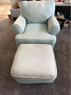 FREE Klaussner Blue Rocking Chair and Rocking Ottoman Set