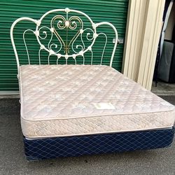 QUEEN METAL FRAME WITH HEADBOARD BOX AND MATTRESS
