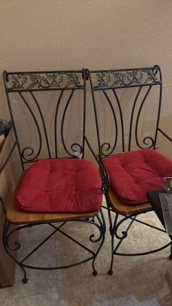 Wood and metal bar stools (2)