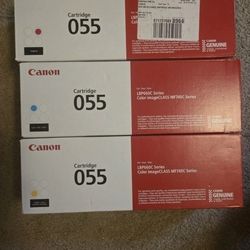 Canon 055 MAGENTA,CYAN,YELLOW LBP660C Toner Cartridges A108 Expired April 2025