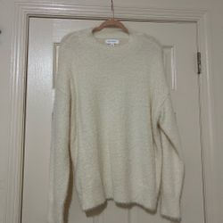 POPSUGAR Cream Fuzzy Knit Sweater XL