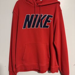 Rare Vintage Nike Spellout Hoodie Large Medium Red Big Logo Drawstring Pullover