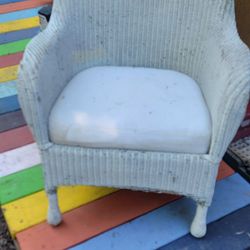 Lloyd Loom Vintage White Wicker Chair Armchair 