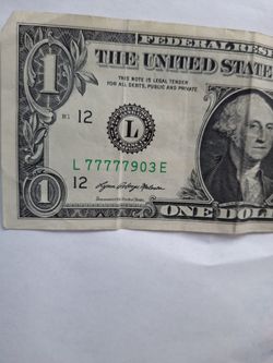 Dollar Bill With Lucky 77777