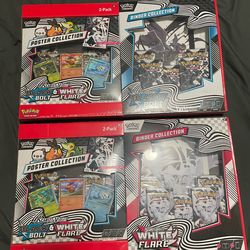 Pokemon black bolt and white flare poster and binder collection bundle