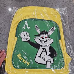 Oakland A's Athletics SGA Backpack Harvey the Rabbit Yellow with Green