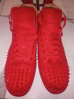 Christian Louboutin Red Suede Spiked Hi Tops