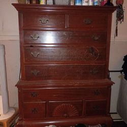 Solid Wood Chippendale Antique Highboy