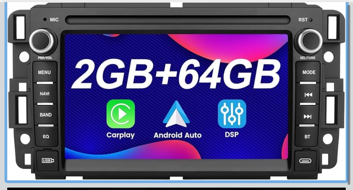 7” Radio for GMC Sierra Yukon Chevy Silverado Tahoe HD Touchscreen 2GB+64GB Andriod Auto Backup Cam.
