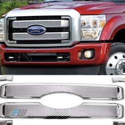 Fits 11-16 Ford F250 350 450 550 SuperDuty Moulding Platinum Front Mesh Grille