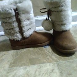 Kid/Girl Brown And White Winter Boots