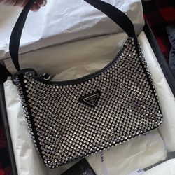 Prada Re Edition Satin Mini Bag With Crystal 2000