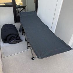 New In Box 450 Lbs Capacity Camping Sleeping Cot Bed 75Lx25Dx14H Inch  Light Weight Heavy Duty with Bag Black And Gray 
