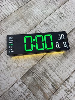 Large LED Digital Wall Clock – Date, Week & Temperature
