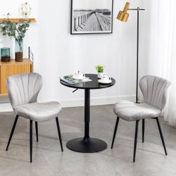 BTEXPERT Upholstered Modern Premium Grey Velvet Accent Dining Chair each