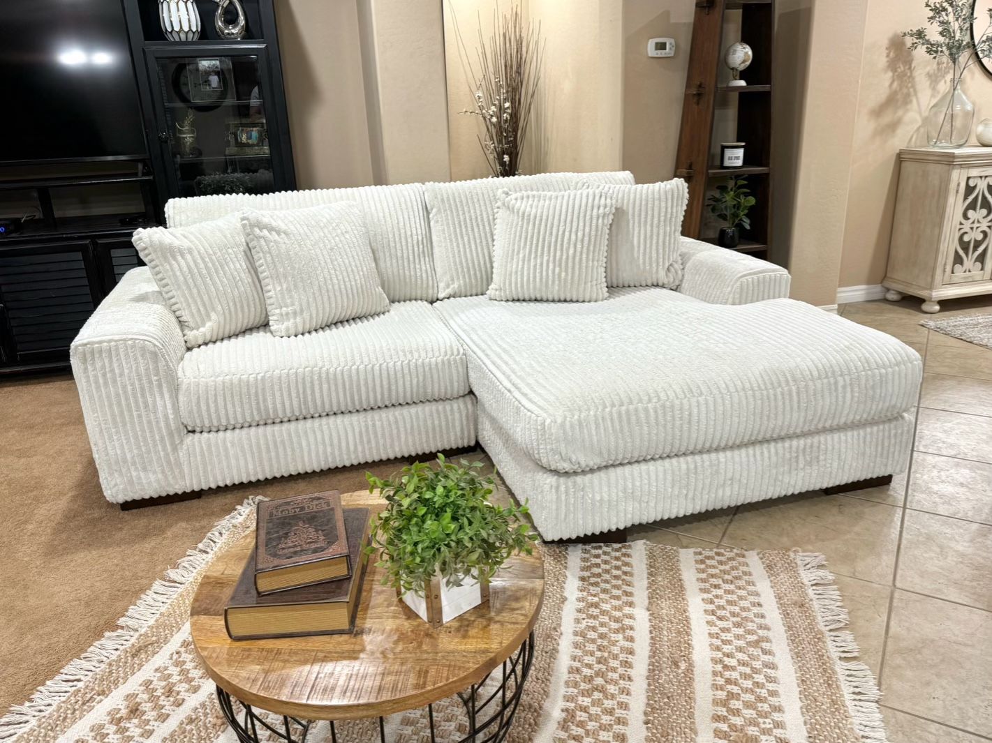 White Plush Sectional Couch