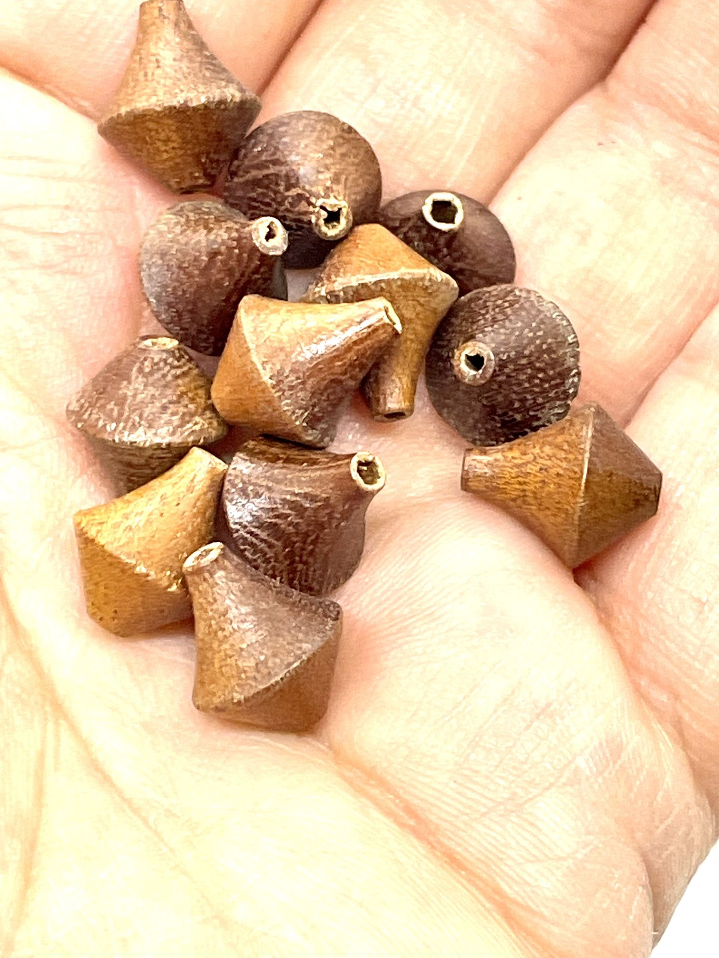 “3 Strands” Of Bicone Wood Beads