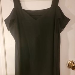 Women’s Off Shoulder Top Blouse Black, Size Large, Ruffle Flutter Sleeve