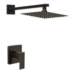 Oil Rubbed Bronze Shower Faucet Set, Single Function Shower Trim Kit with Rough-in Valve, Square Rain Shower Head System Included Extra Long Shower Ar