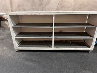 Display case rolling shelf