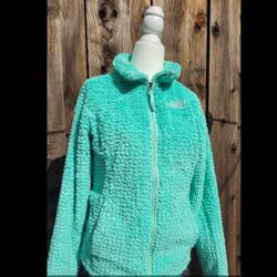 The North Face Girls Size Fuzzy Hoodie Jacket Sea Green