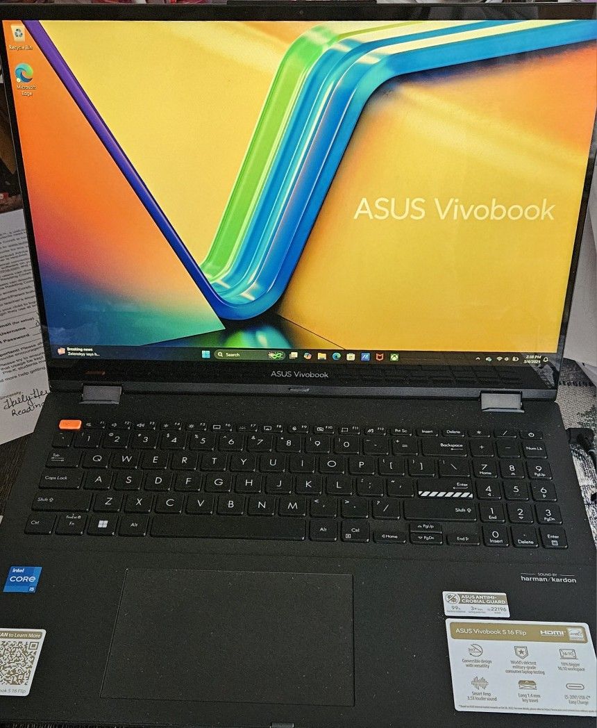 ASUS Vivobook 16” Laptop, Intel, 8GB, 512GB SSD, Indie Black