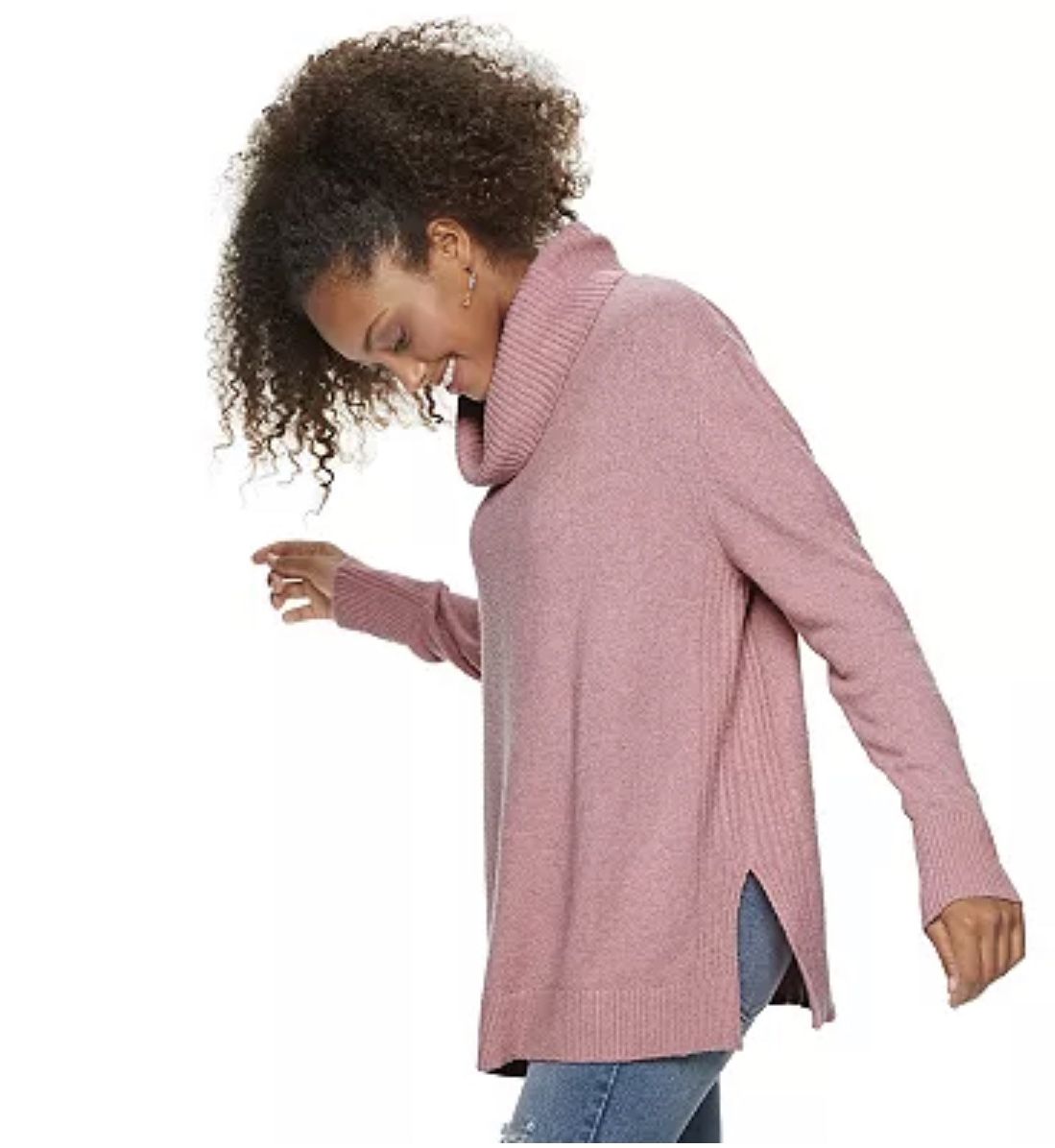 Junior So Mossy Cowlneck Pullover Fuzzy Soft Sweater Tunic XS