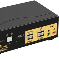 CKL 2 Port KVM Switch Dual Monitor DisplayPort 4K 60Hz, (2 Computers x 2 Monitors)