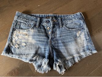 Abercrombie & Fitch Shorts Womens Blue Denim Distressed Cutoff Size 24