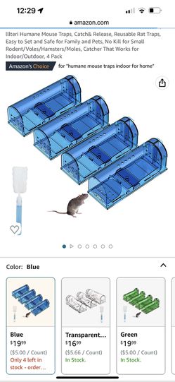 lllteri Humane Mouse Traps, Catch& Release, Reusable Rat Traps, Easy to Set  and Safe for Family and Pets, No Kill for Small
