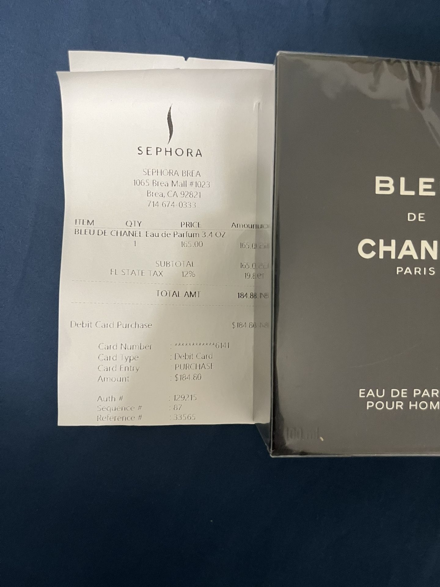 Bleu de chanel EDP Pour Homme 100 ML/ 3.4 FL