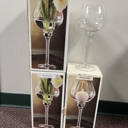 Glass Hurricane Candle Holders (qty 3)