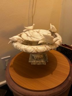 Vintage Italian alabaster bird bath