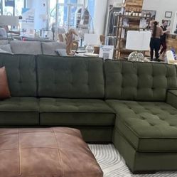 Caspian -Town Olive 2-piece Chaise Sectional, Seccional, Couch// Delivery Available 