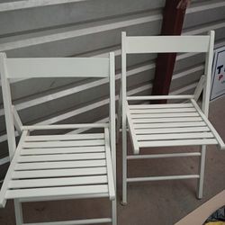 2 White Folding Wedding Chairs