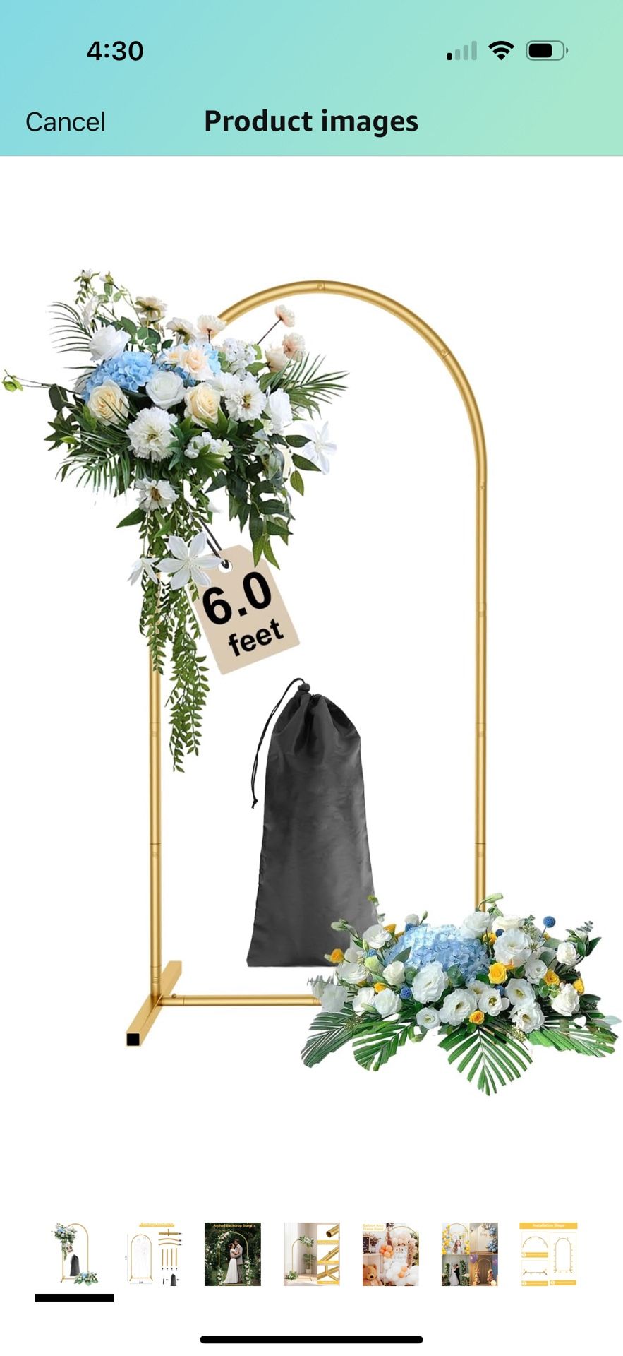 Wingedbird 6.0ft Gold Door Arch Frame Metal Wedding Flower Arch Balloon Backdrop Stand with Storage Bag, Easy to