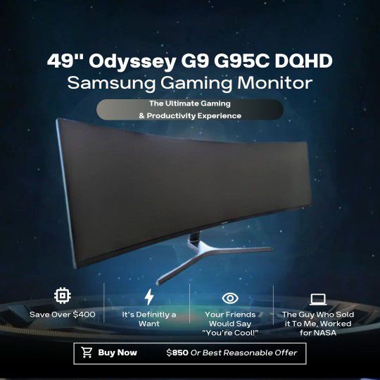 Get Immersive! Samsung Gaming Monitor | 49" Odyssey G9 G95C DQHD 
