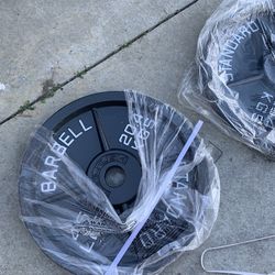 Very nice looking Brand new 45 and 35 lb Olympic weight plates.  Pair of 45s =$110 Pairs of 35s=$90