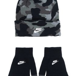NIKE YOUTH BOYS FUTURA CAMOUFLAGE BEANIE AND GLOVE SET 