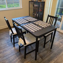IKEA 5-Piece Dining Table Set – Black Table + 4 Chairs