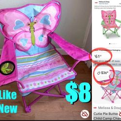 $8 Cutie pie Butterfly 🦋 Kids Foldable Garden/Beach/Camping chair like new
