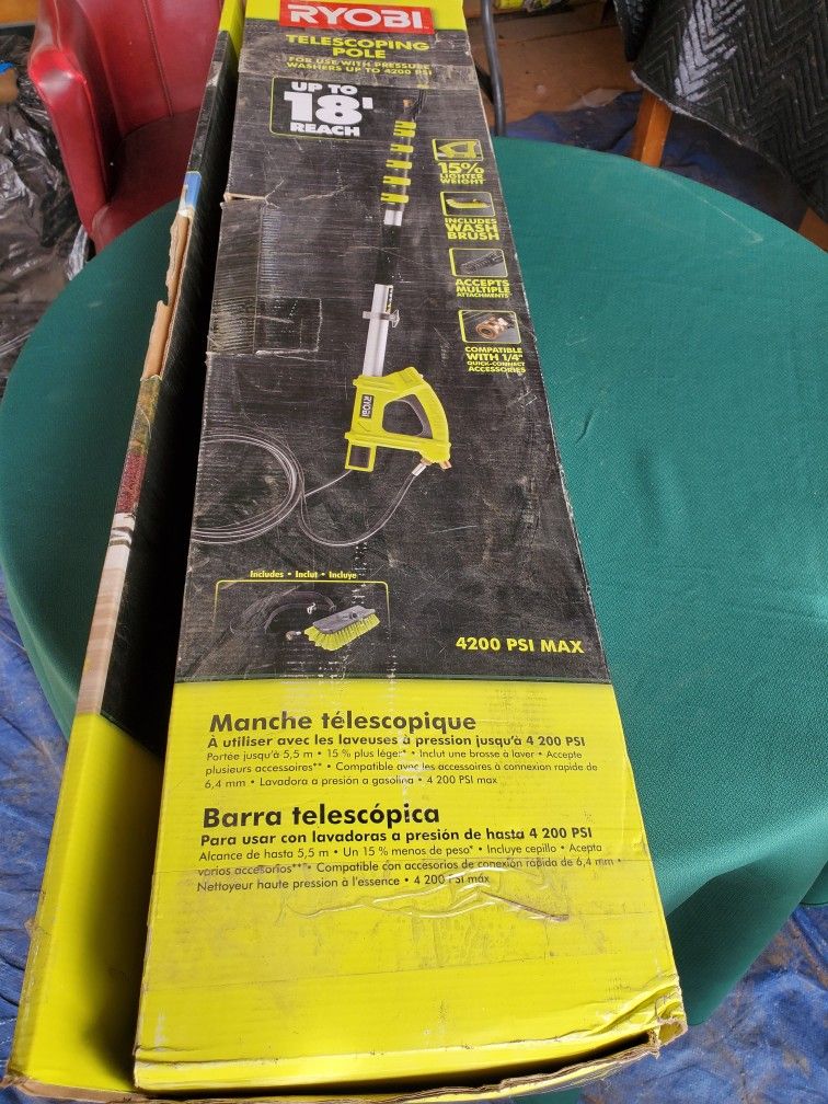 RYOBI TELESCOPING POLE FOR USE WITH PRESSURE WASHERS UP TO 4200 PSI
